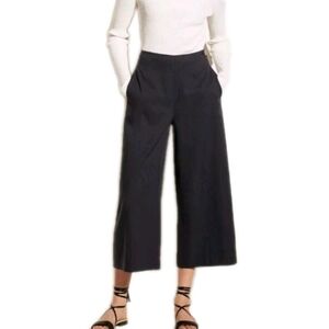 VINCE High Waist Crop Wide Leg Linen Blend Pants In Black Size 6